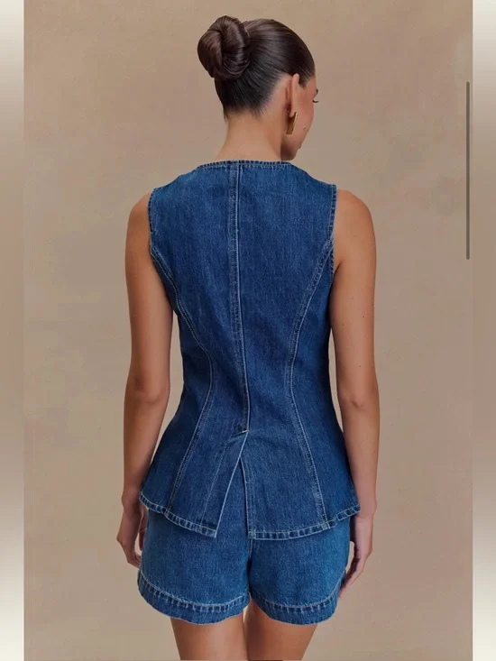 Abel Denim Button Up Top - Dark Blue - Picture 2 of 7